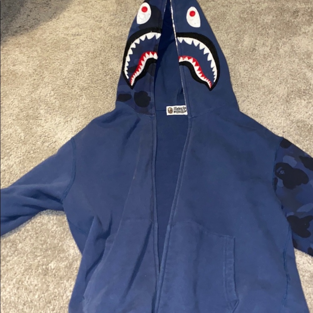 Bape Blue zip up hoodie